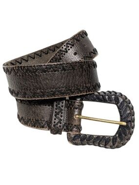 ANOTHER LINE Brown Leather Whipstitch Belt M